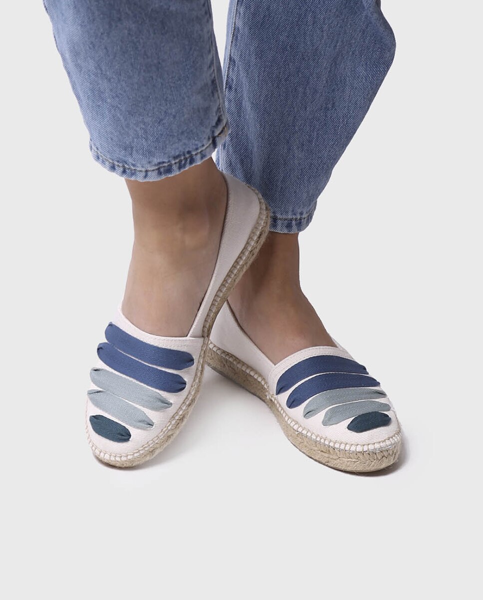 Alpargatas planas de mujer de algodón con cintas - Toni Pons - Azul Azul-4
