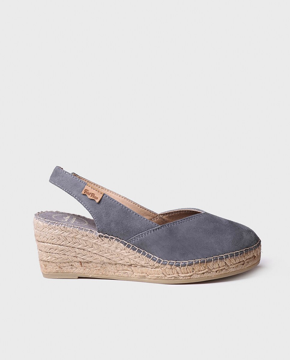 Alpargatas de cuña de mujer de ante con elástico - Toni Pons - Gris Gris-1