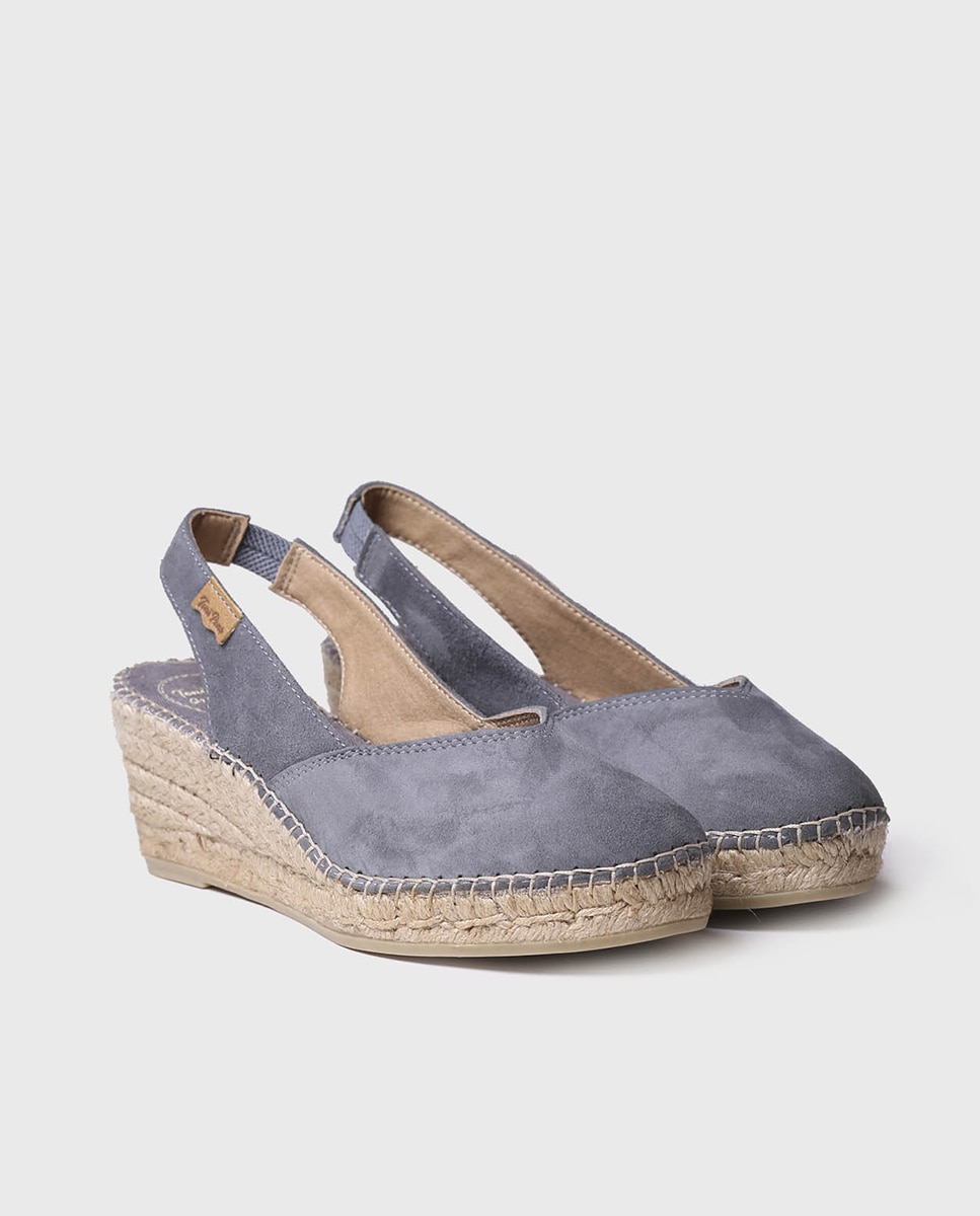 Alpargatas de cuña de mujer de ante con elástico - Toni Pons - Gris Gris-2