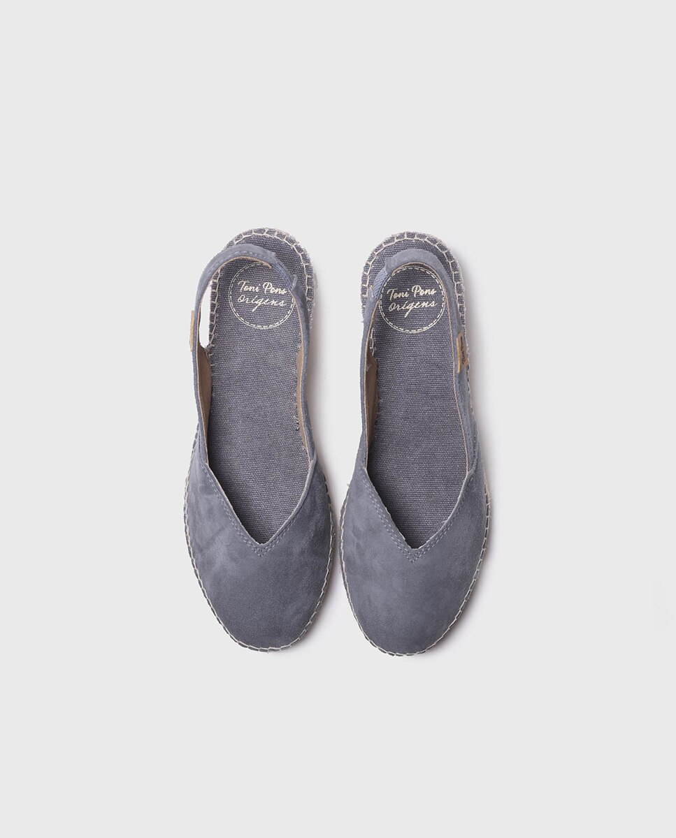 Alpargatas de cuña de mujer de ante con elástico - Toni Pons - Gris Gris-3