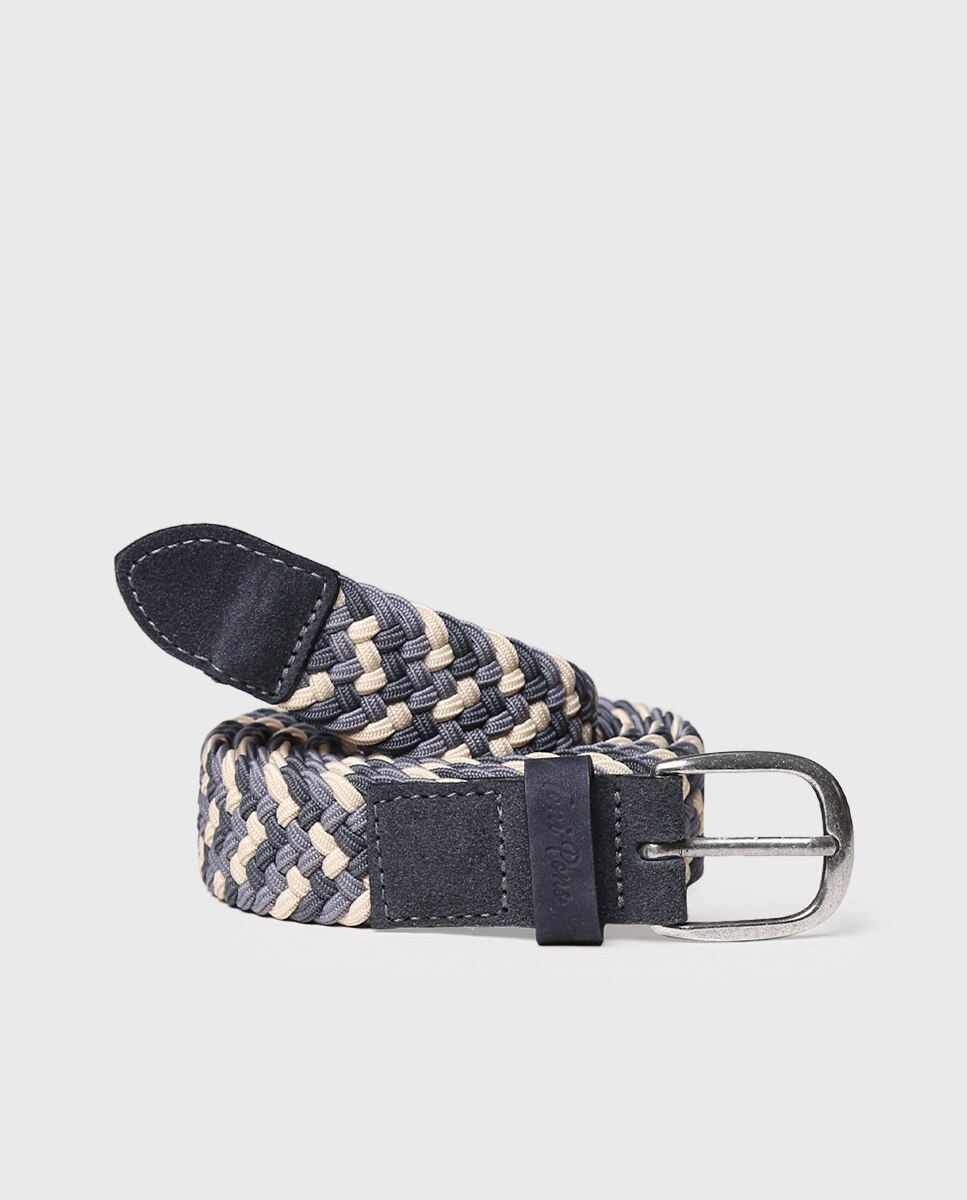 Cinturón de mujer de trenza elástica y ante - Toni Pons - Azul antracita Azul antracita-1