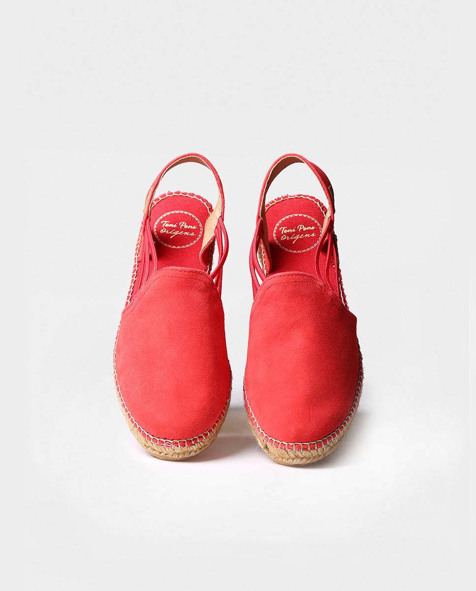 Alpargatas de cuña de mujer de ante con elásticos - Toni Pons - Rosa Rosa-2