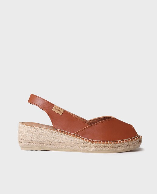 Imagen 0 de Alpargatas de cuña de mujer de piel con elástico