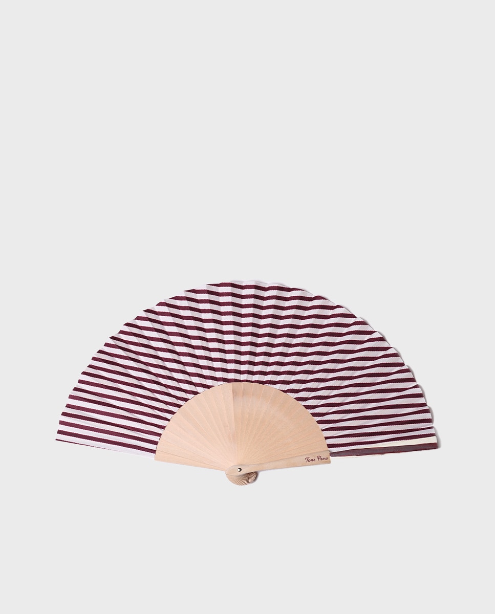 Toni Pons - Abanico pintado a mano con estampado de rayas.