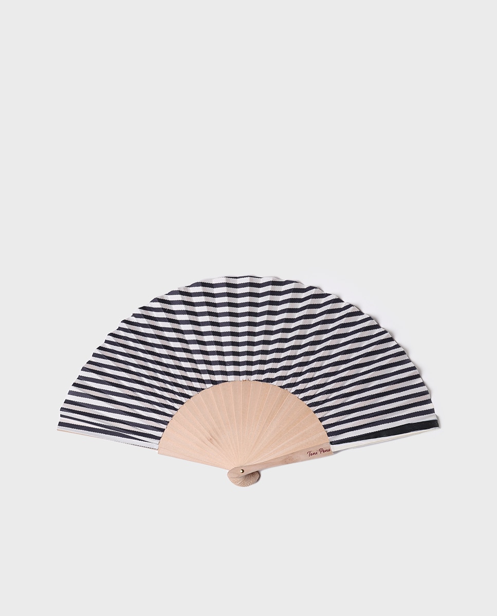 Toni Pons - Abanico pintado a mano con estampado de rayas.