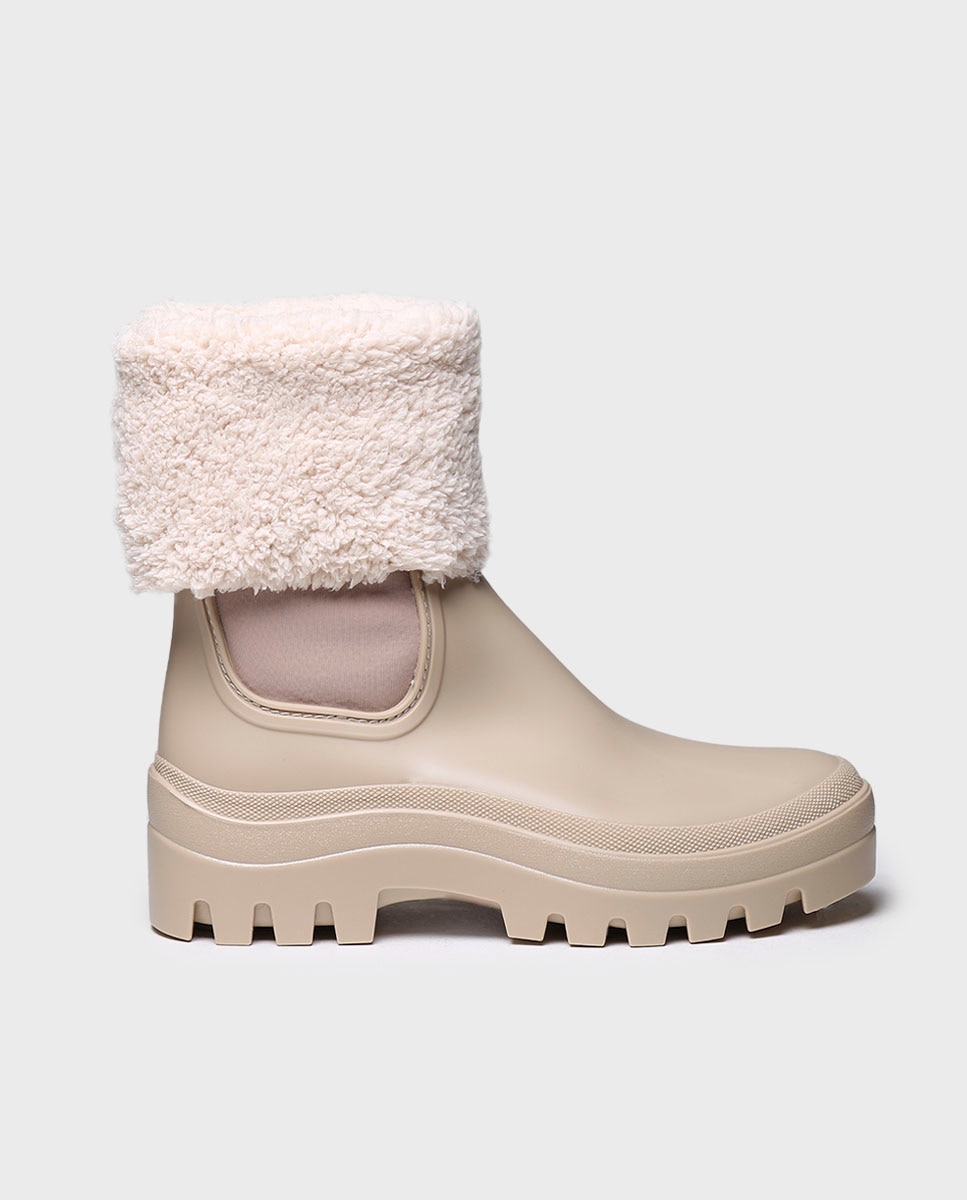 Botines de agua de mujer de goma con forro de borreguito - Toni Pons - Beige Beige-1