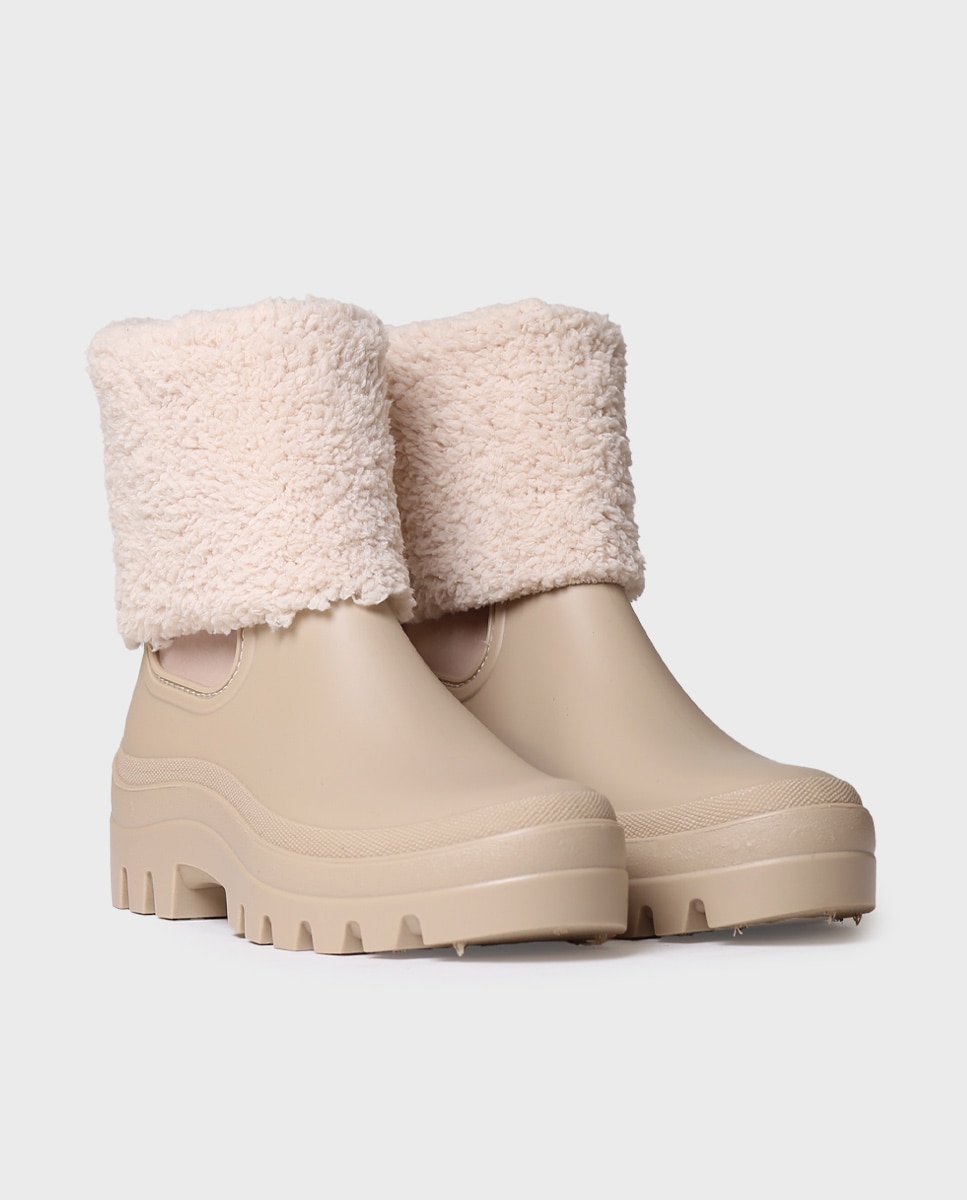 Botines de agua de mujer de goma con forro de borreguito - Toni Pons - Beige Beige-4