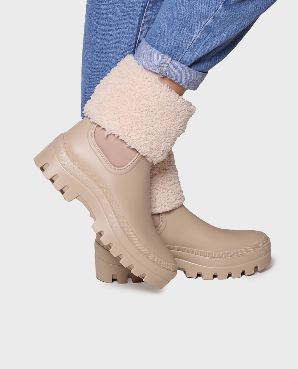 Botines de agua de mujer de goma con forro de borreguito - Toni Pons - Beige Beige-3
