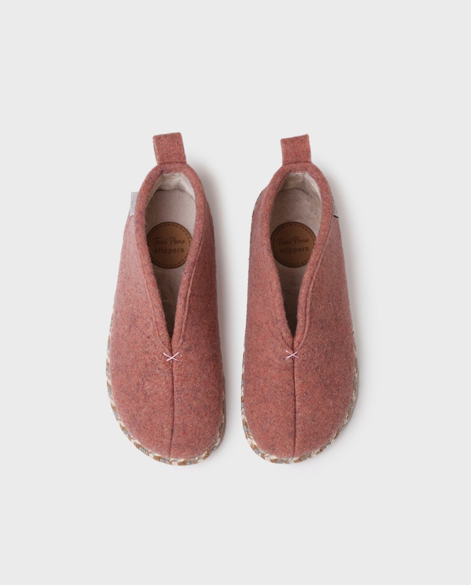 Zapatillas de casa cerradas de mujer de fieltro con suela antideslizante - Toni Pons - Rosa Rosa-3