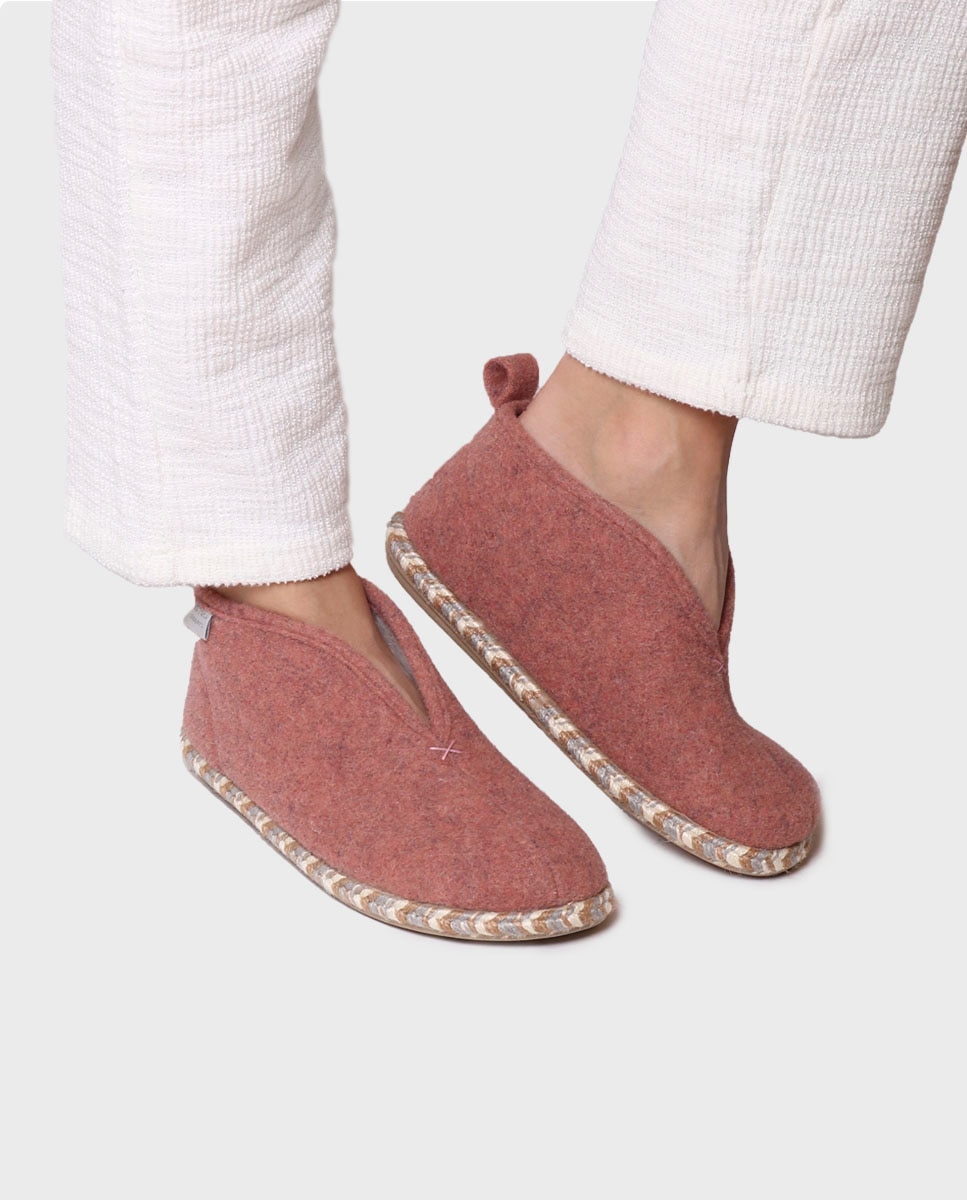 Zapatillas de casa cerradas de mujer de fieltro con suela antideslizante - Toni Pons - Rosa Rosa-4