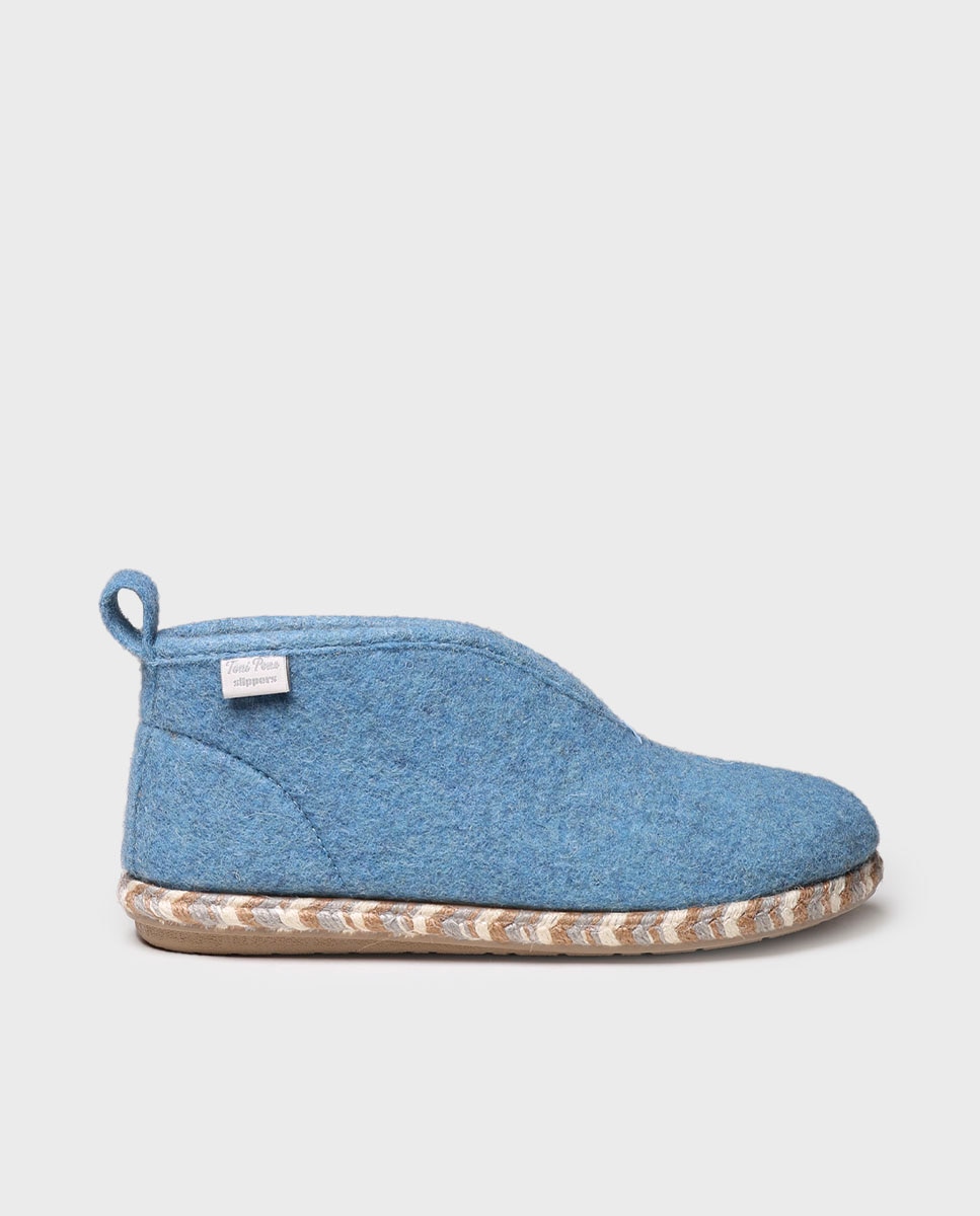 Zapatillas de casa cerradas de mujer de fieltro con suela antideslizante - Toni Pons - Azul Azul-1