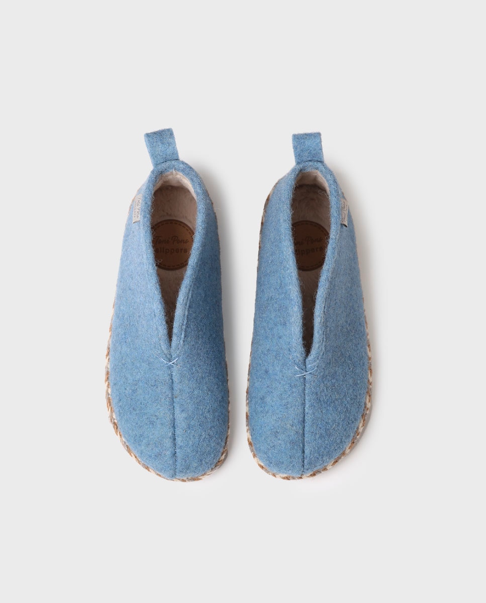 Zapatillas de casa cerradas de mujer de fieltro con suela antideslizante - Toni Pons - Azul Azul-3
