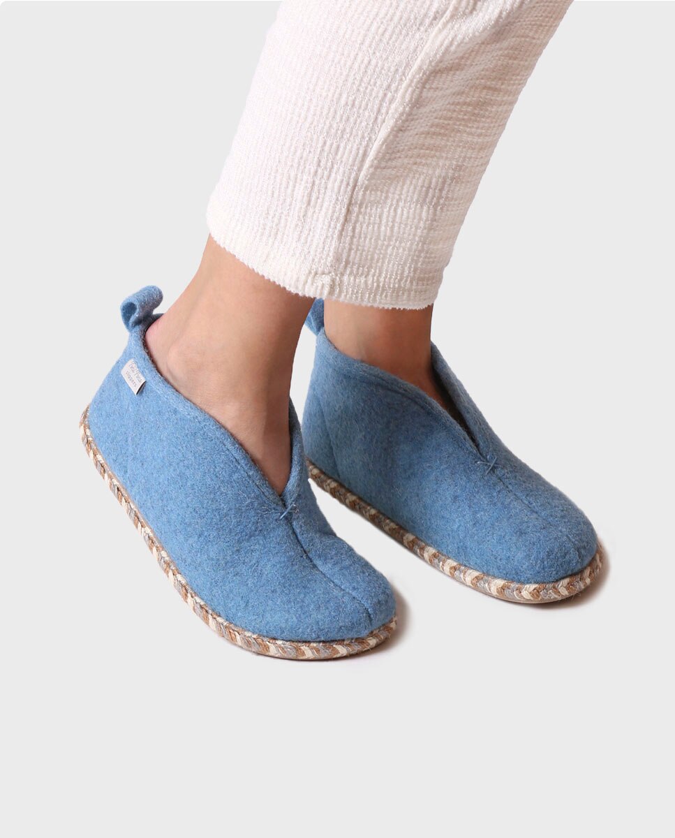 Zapatillas de casa cerradas de mujer de fieltro con suela antideslizante - Toni Pons - Azul Azul-4