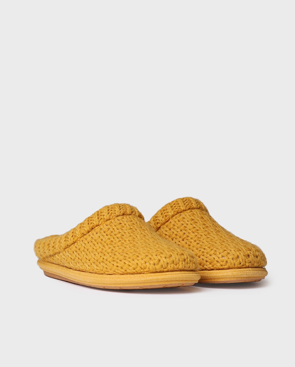 Zapatillas de casa abiertas de mujer de tejido con suela antideslizante - Toni Pons - Amarillo Amarillo-2