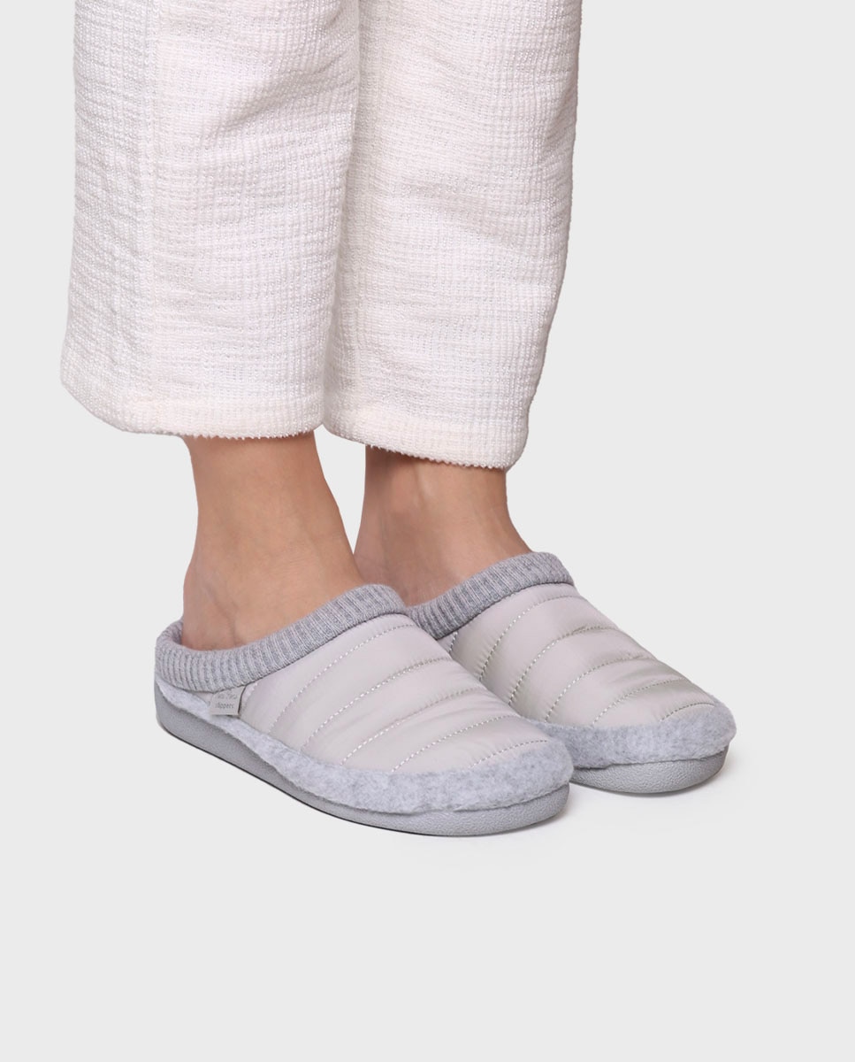 Zapatillas de casa cerradas de mujer tipo zueco - Toni Pons - Gris claro Gris claro-4