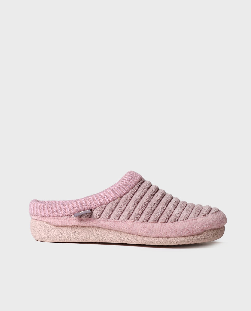 Zapatillas de casa abiertas de mujer de tejido con suela antideslizante - Toni Pons - Rosa claro Rosa claro-1