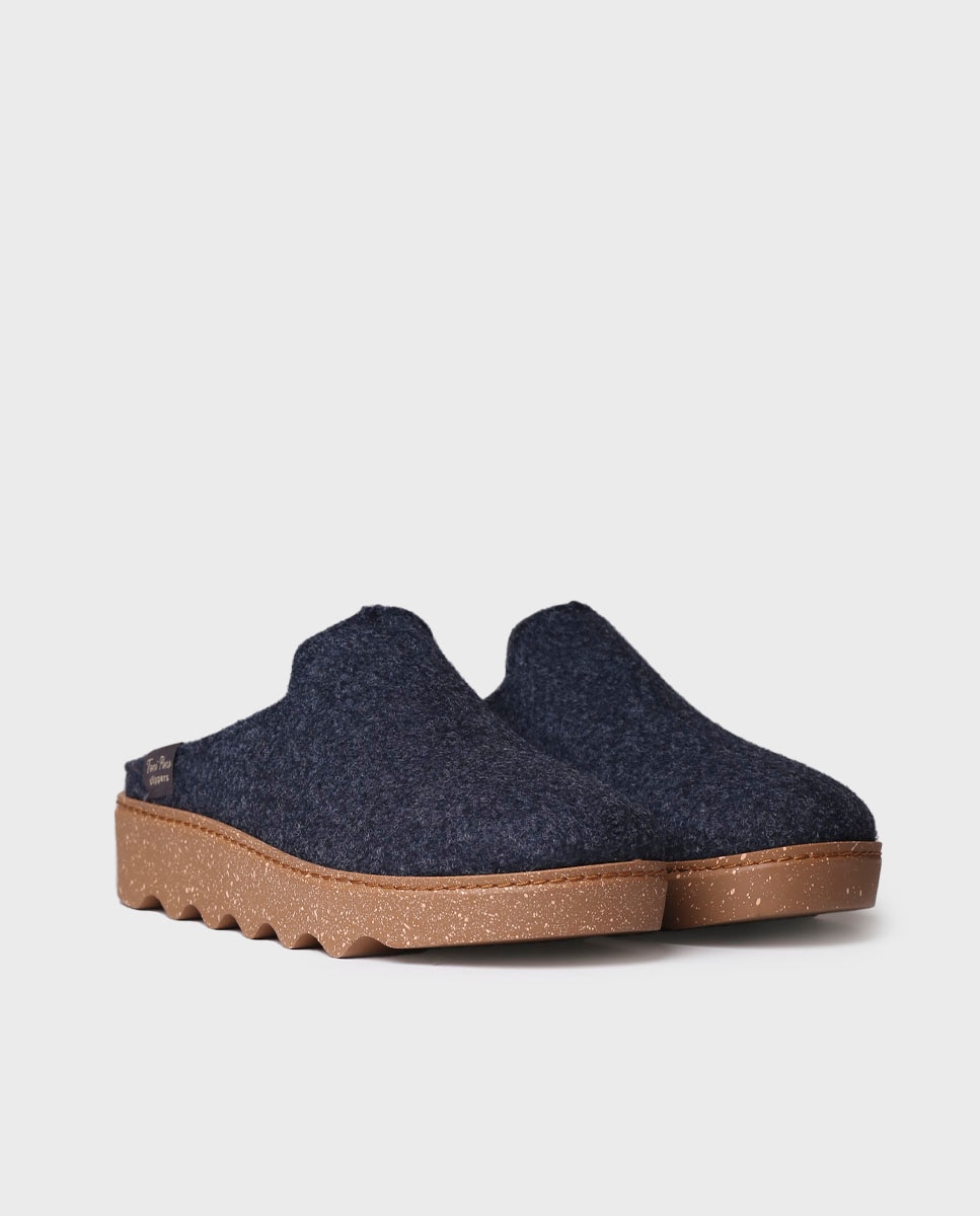 Zapatillas de casa abiertas de mujer de fieltro con suela antideslizante - Toni Pons - Azul marino Azul marino-2
