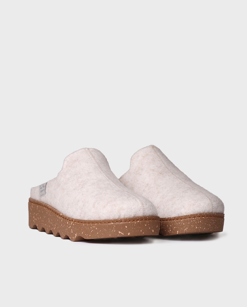 Zapatillas de casa abiertas de mujer de fieltro con suela antideslizante - Toni Pons - Crudo Crudo-2