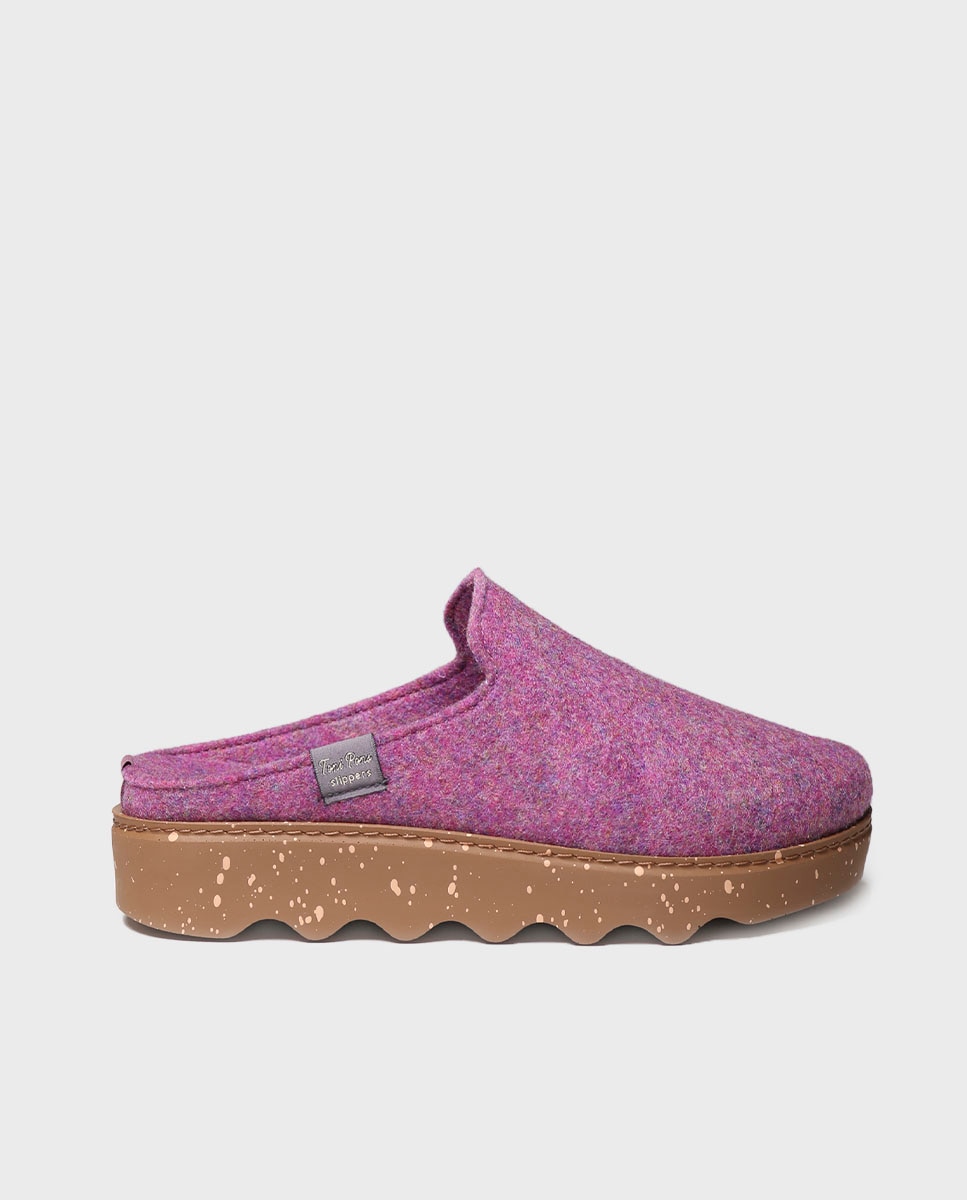 Zapatillas de casa abiertas de mujer de fieltro con suela antideslizante - Toni Pons - Morado Morado-1