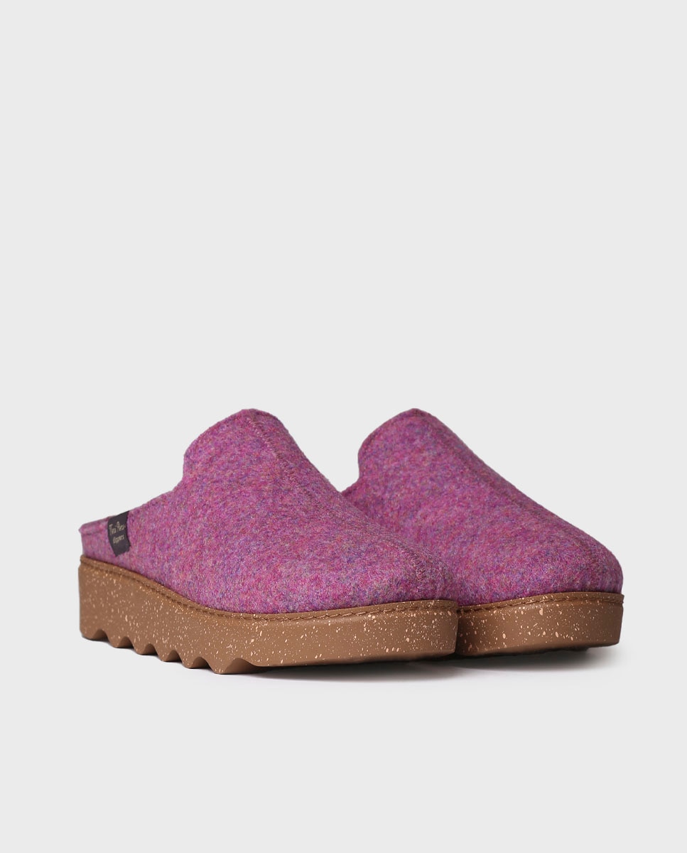 Zapatillas de casa abiertas de mujer de fieltro con suela antideslizante - Toni Pons - Morado Morado-2