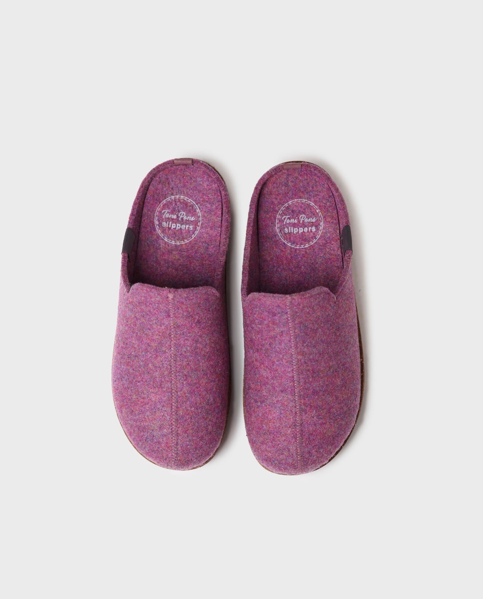 Zapatillas de casa abiertas de mujer de fieltro con suela antideslizante - Toni Pons - Morado Morado-3