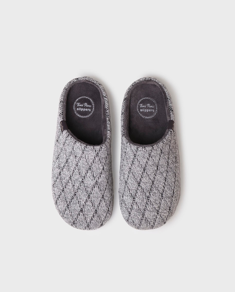 Zapatillas de casa de hombre abiertas de tejido - Toni Pons - Gris Gris-3