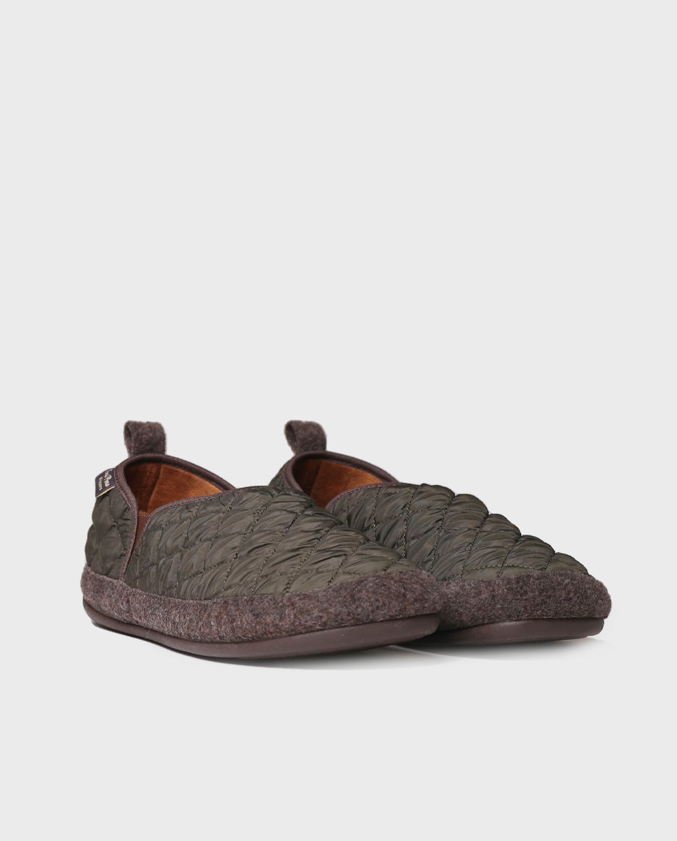 Zapatillas de casa de hombre de tejido con suela antideslizante - Toni Pons - Kaki Kaki-2