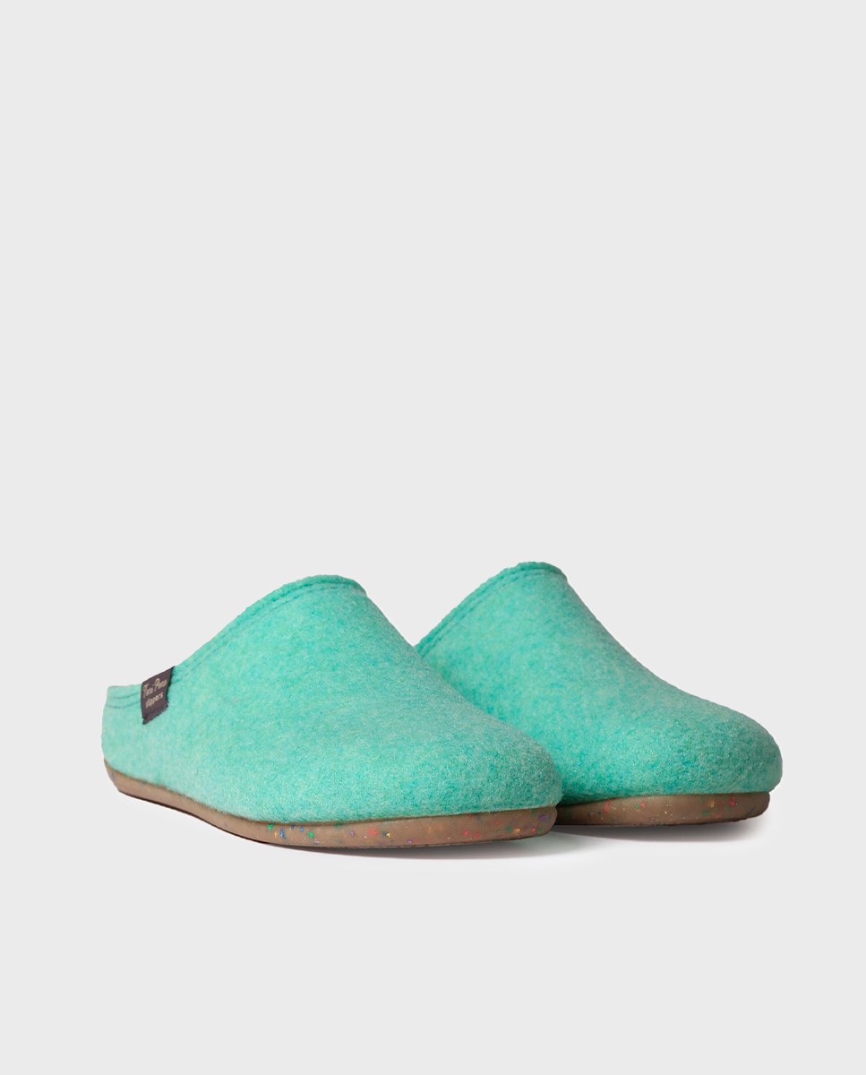 Zapatillas de casa cerradas de mujer de fieltro reciclado - Toni Pons - Verde Verde-2