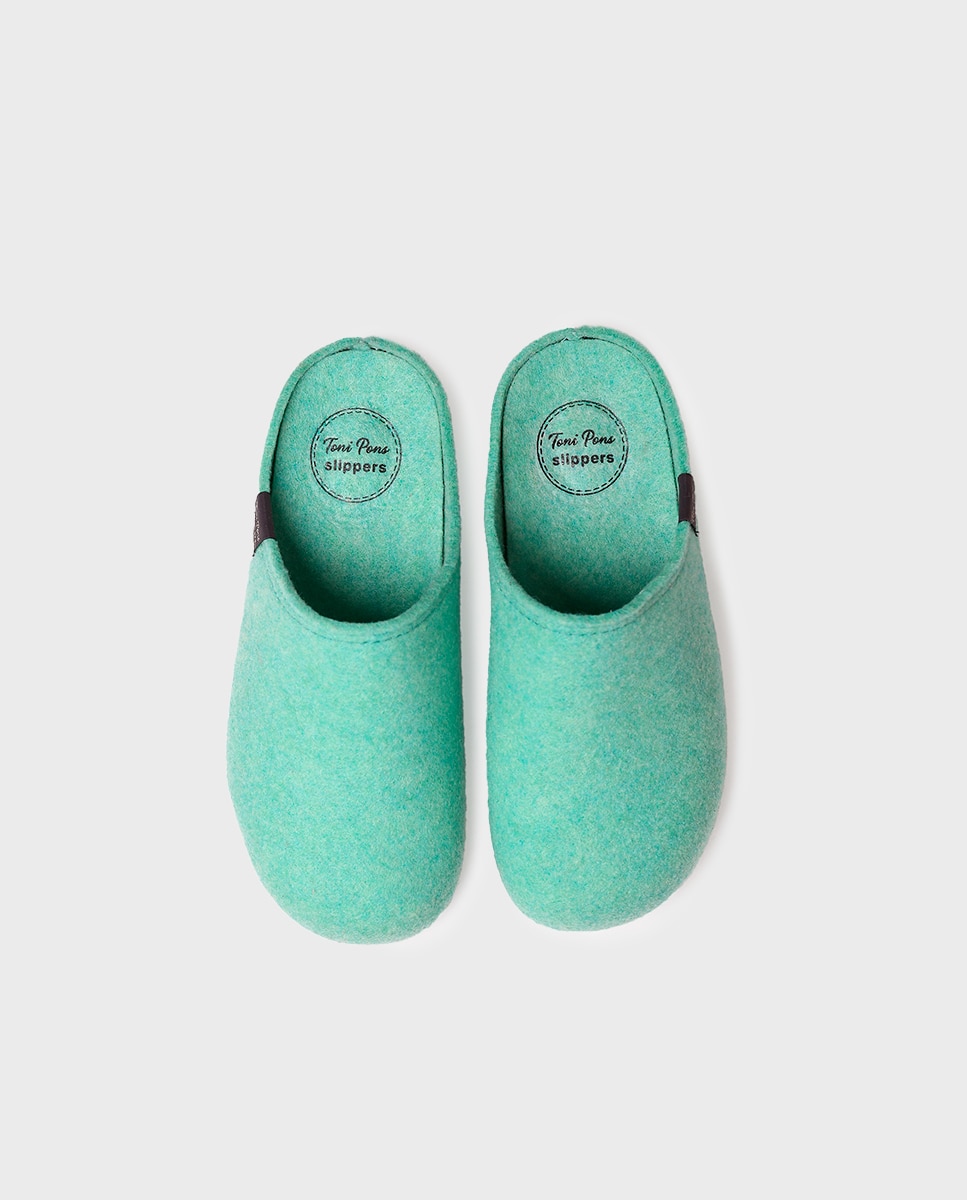 Zapatillas de casa cerradas de mujer de fieltro reciclado - Toni Pons - Verde Verde-3