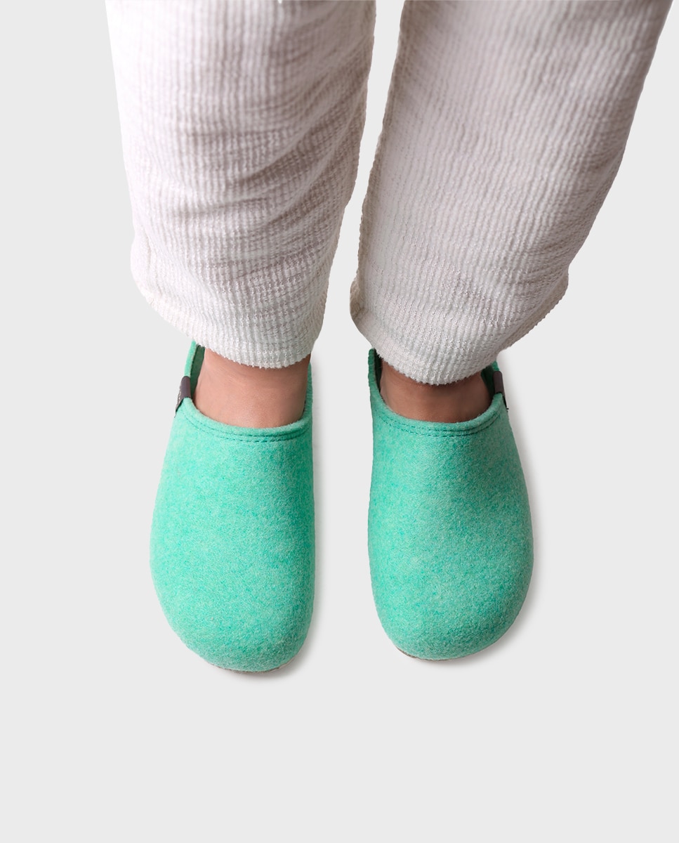 Zapatillas de casa cerradas de mujer de fieltro reciclado - Toni Pons - Verde Verde-4