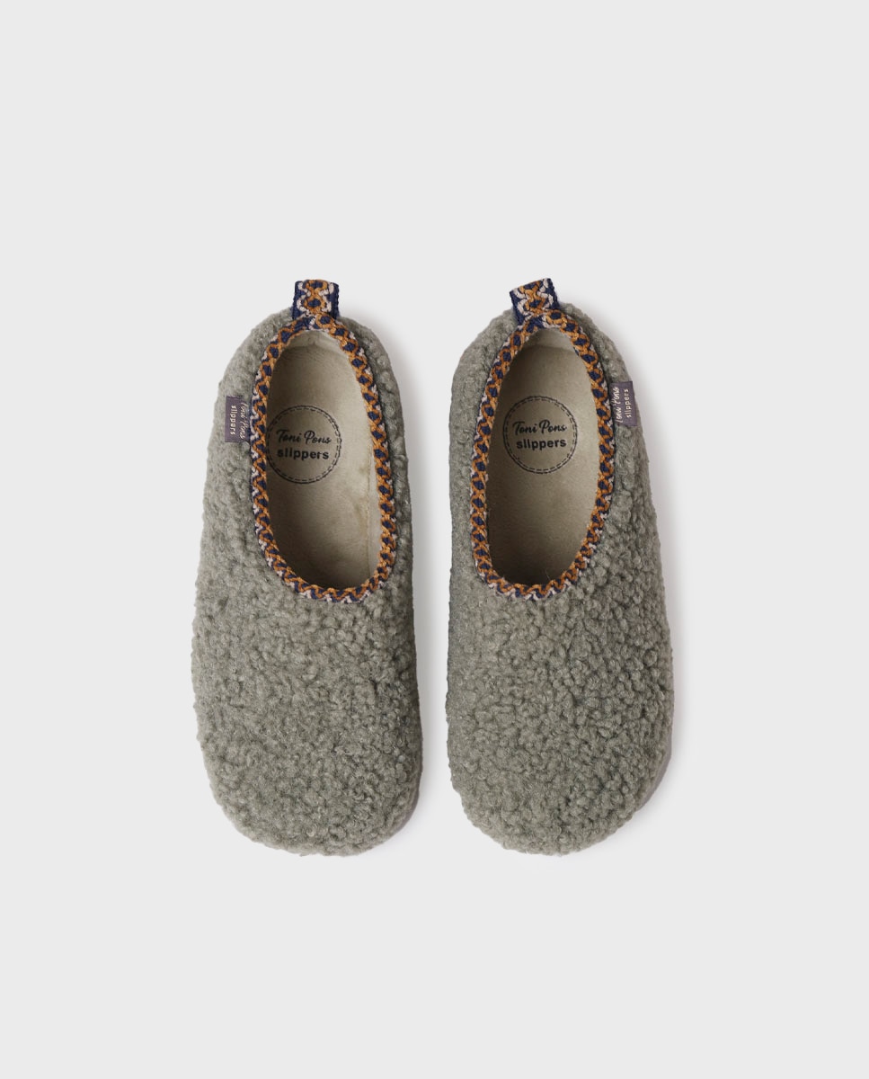 Zapatillas de casa cerradas de mujer de borrego - Toni Pons - Verde Verde-3