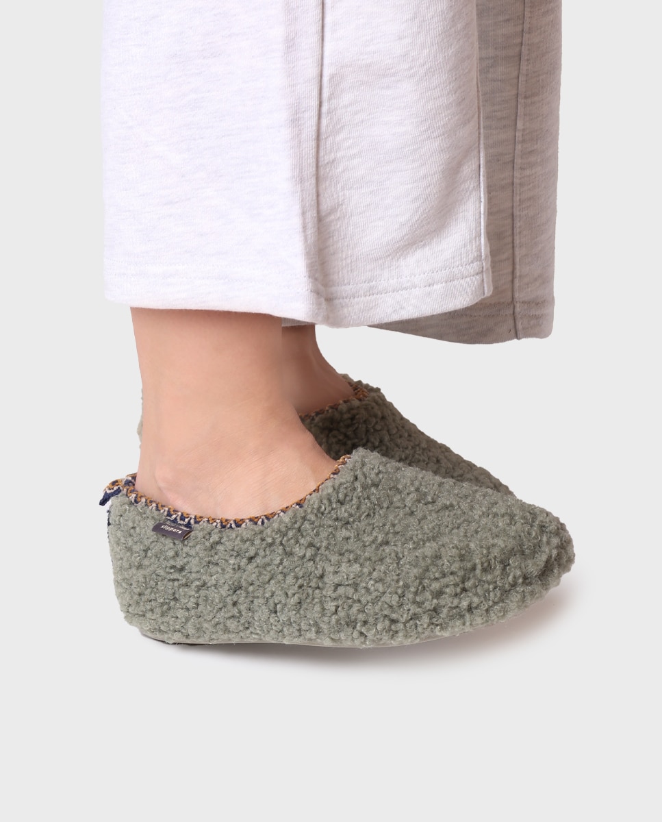 Zapatillas de casa cerradas de mujer de borrego - Toni Pons - Verde Verde-4