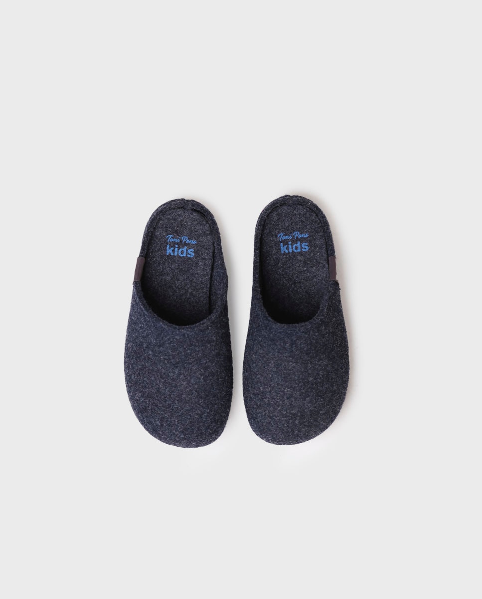 Zapatillas de casa cerradas de niños de fieltro reciclado - Toni Pons - Azul marino Azul marino-3