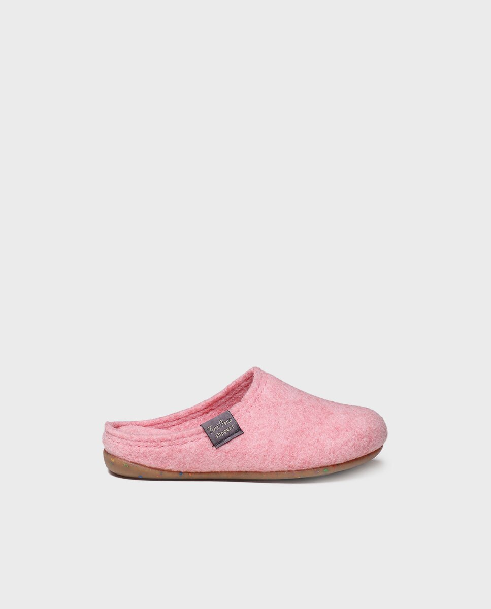 Zapatillas de casa cerradas de niños de fieltro reciclado - Toni Pons - Rosa Rosa-1