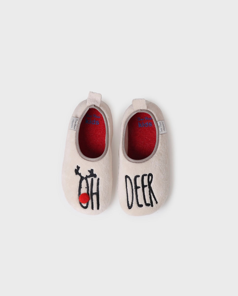 Imagen 3 de Zapatillas de casa de niños de tejido con suela antideslizante - Toni Pons - Crudo Crudo