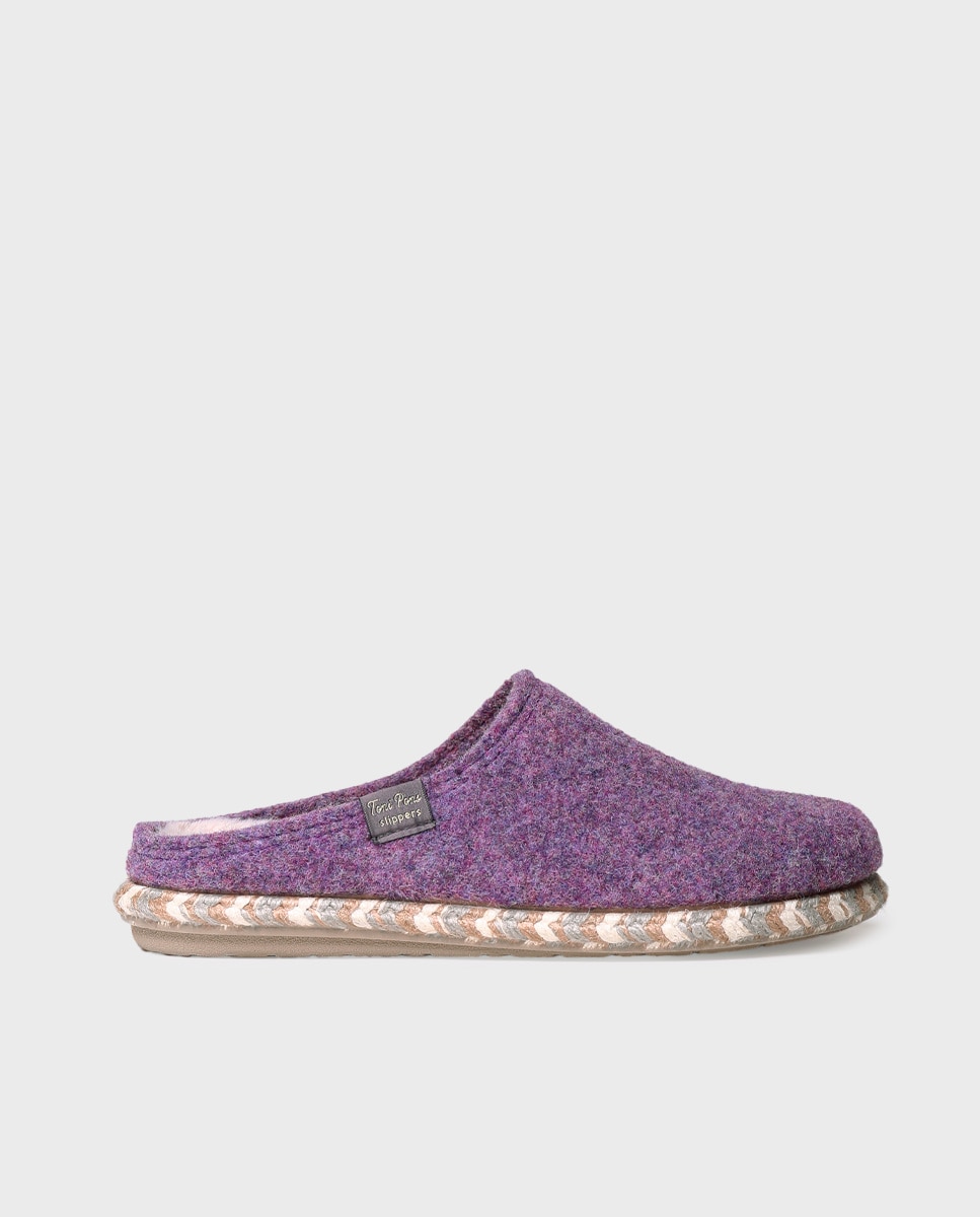 Imagen 0 de Zapatillas de casa abiertas de mujer de fieltro Morado