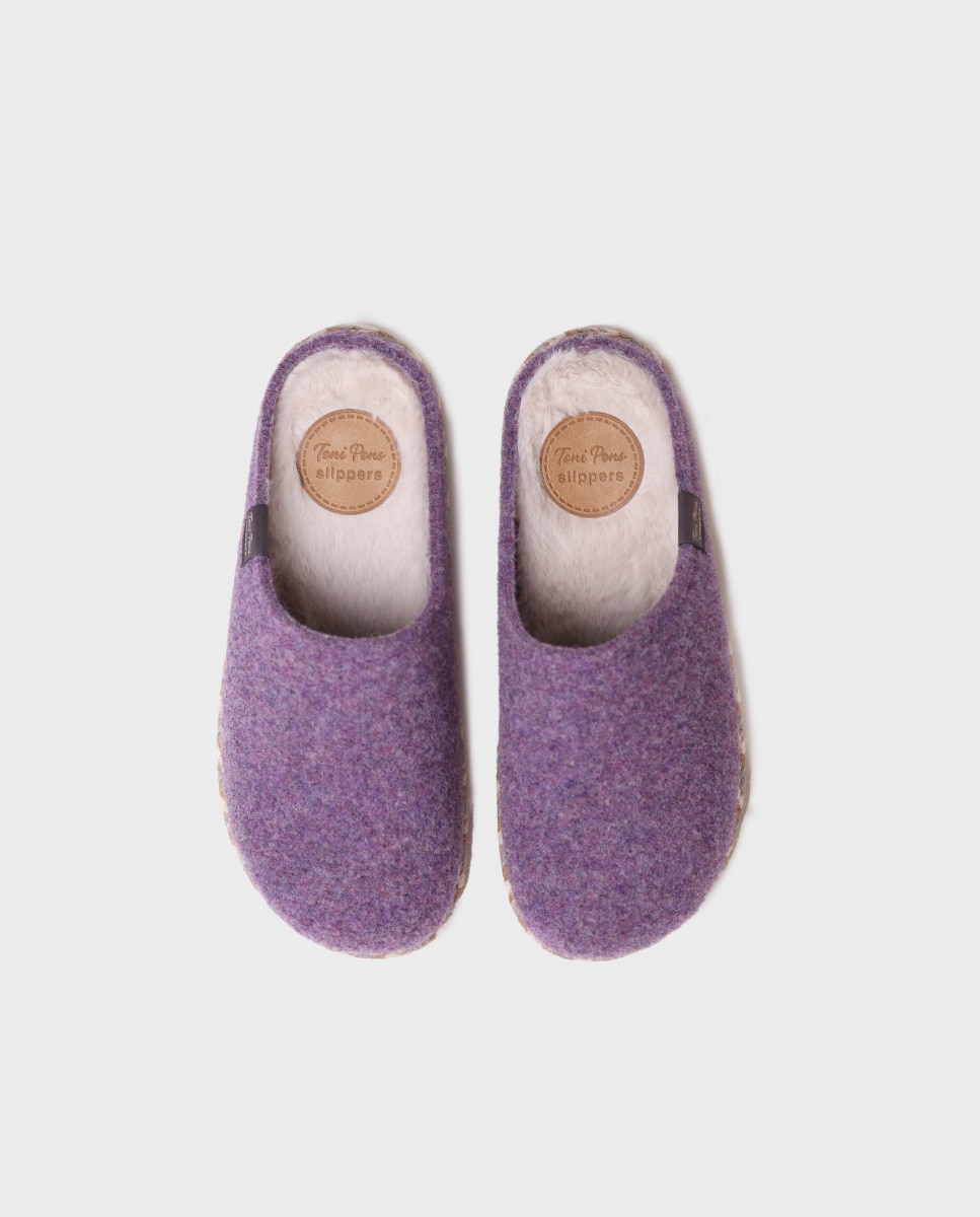 Zapatillas de casa abiertas de mujer de fieltro - Toni Pons - Morado Morado-3