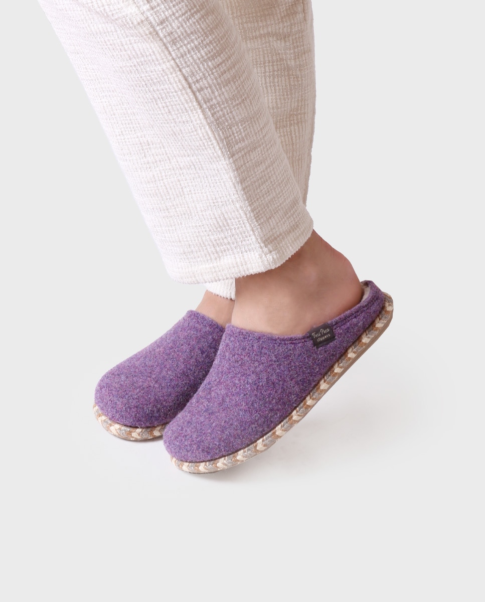 Zapatillas de casa abiertas de mujer de fieltro - Toni Pons - Morado Morado-4