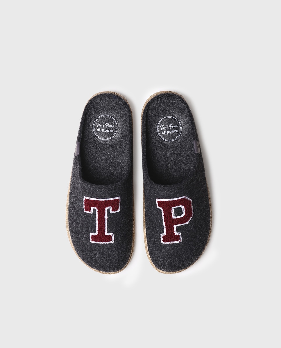 Zapatillas de casa de hombre de fieltro con bordado - Toni Pons - Gris oscuro Gris oscuro-3