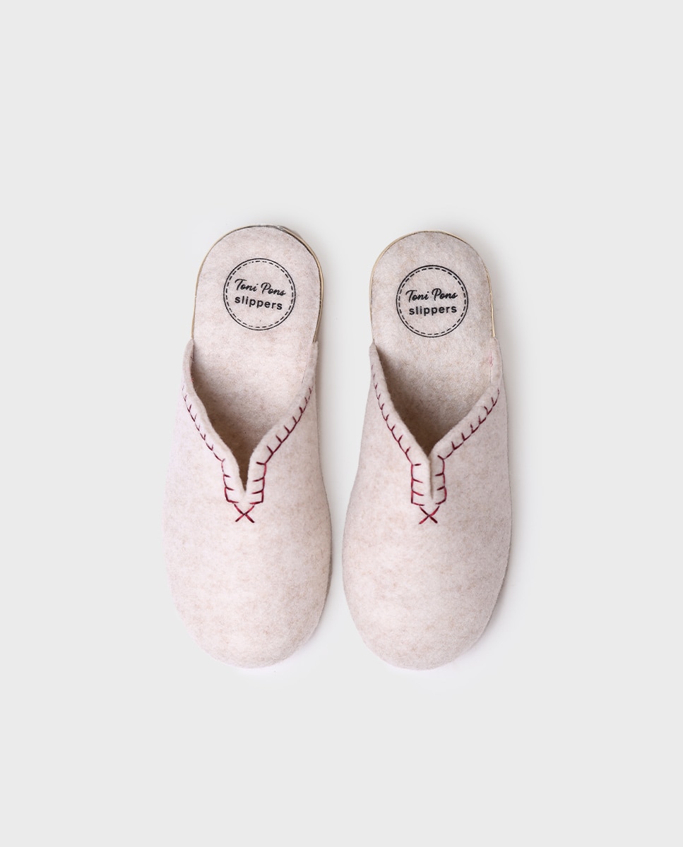 Zapatillas de casa cerradas de mujer de fieltro reciclado - Toni Pons - Crudo Crudo-3