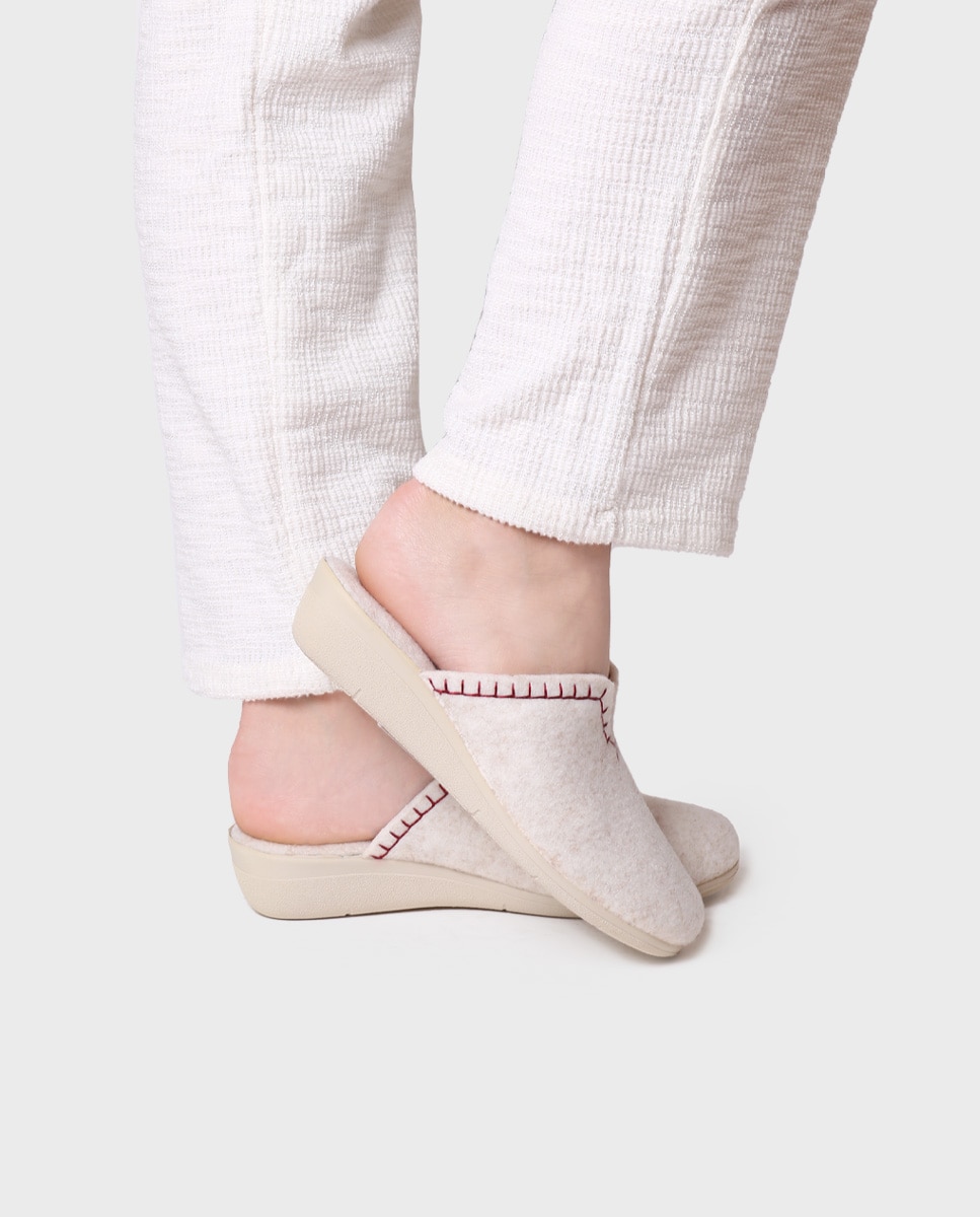 Zapatillas de casa cerradas de mujer de fieltro reciclado - Toni Pons - Crudo Crudo-4