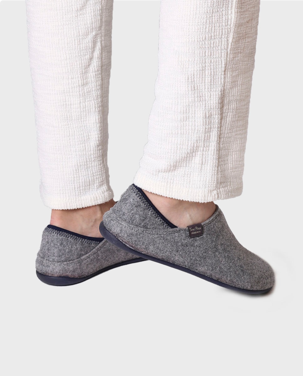 Imagen 2 de Zapatillas de casa de hombre de fieltro reciclado - Gris claro Gris claro