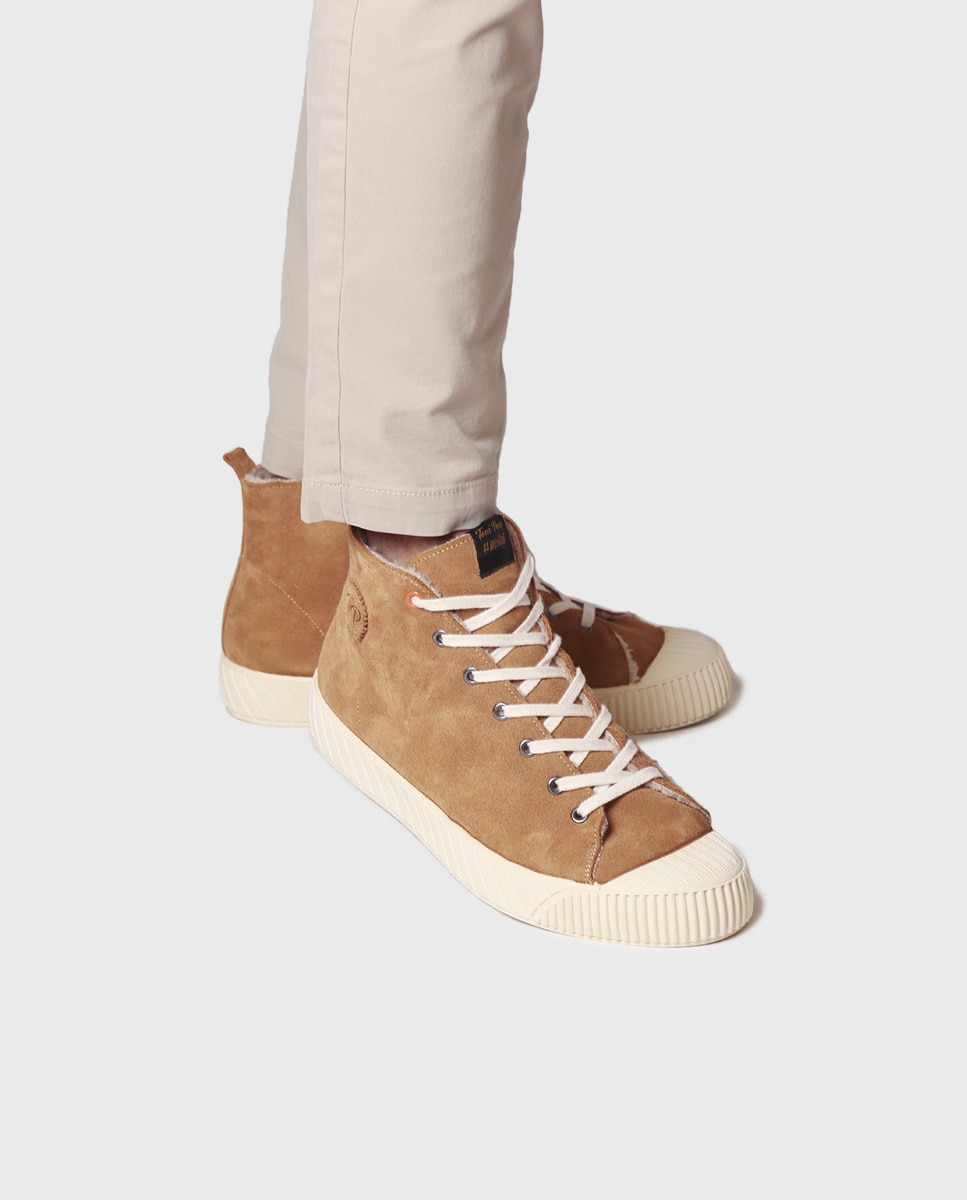 Imagen 4 de Zapatillas de hombre abotinadas hechas en serraje - Marrón claro Marrón claro