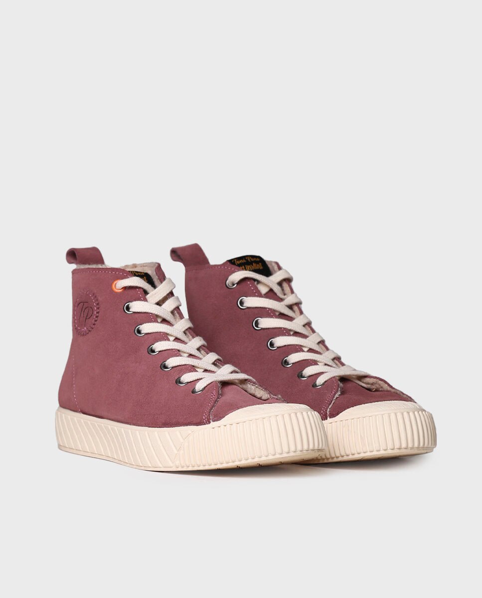 Zapatillas de mujer de serraje con cordones - Toni Pons - Granate Granate-2