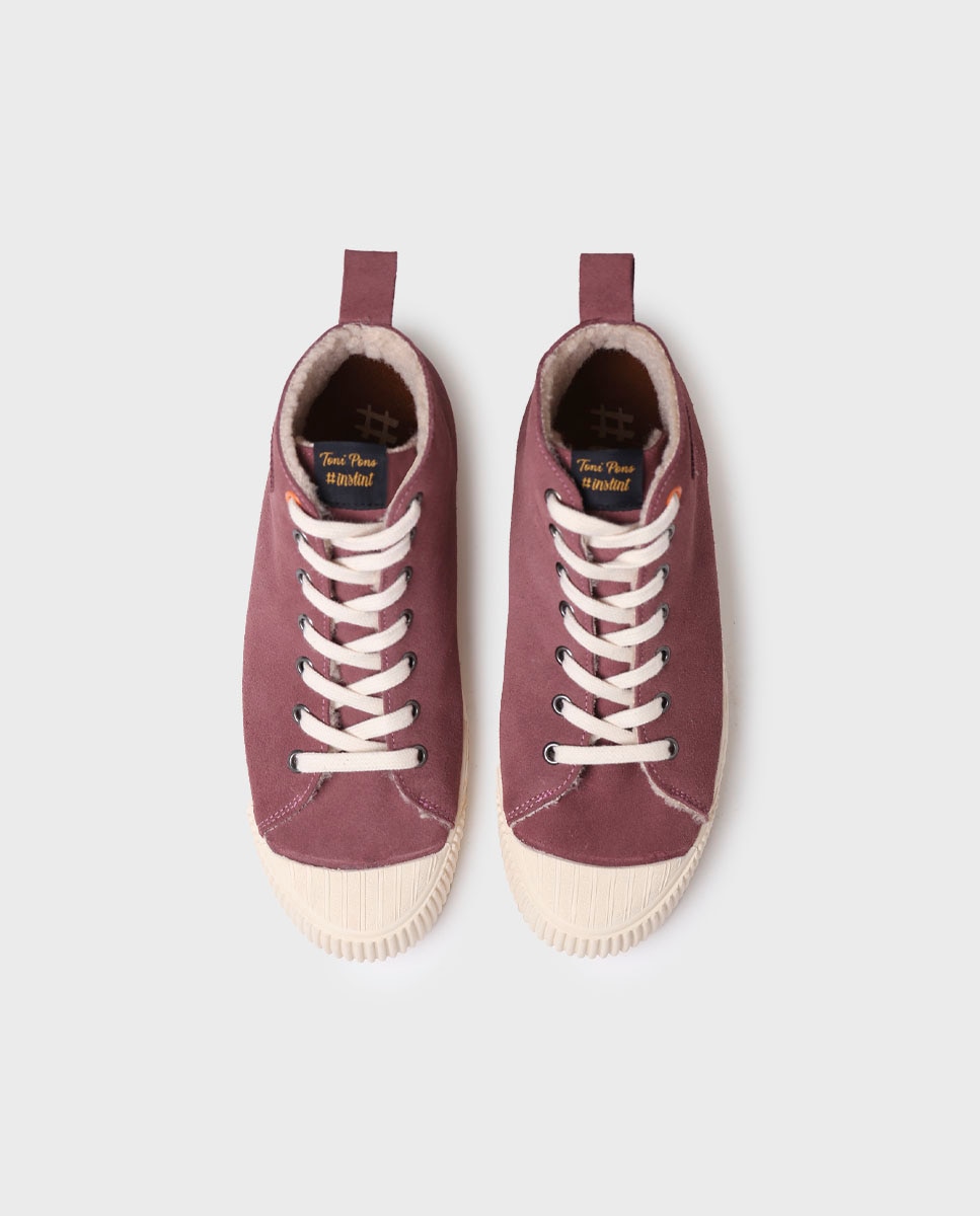 Zapatillas de mujer de serraje con cordones - Toni Pons - Granate Granate-3