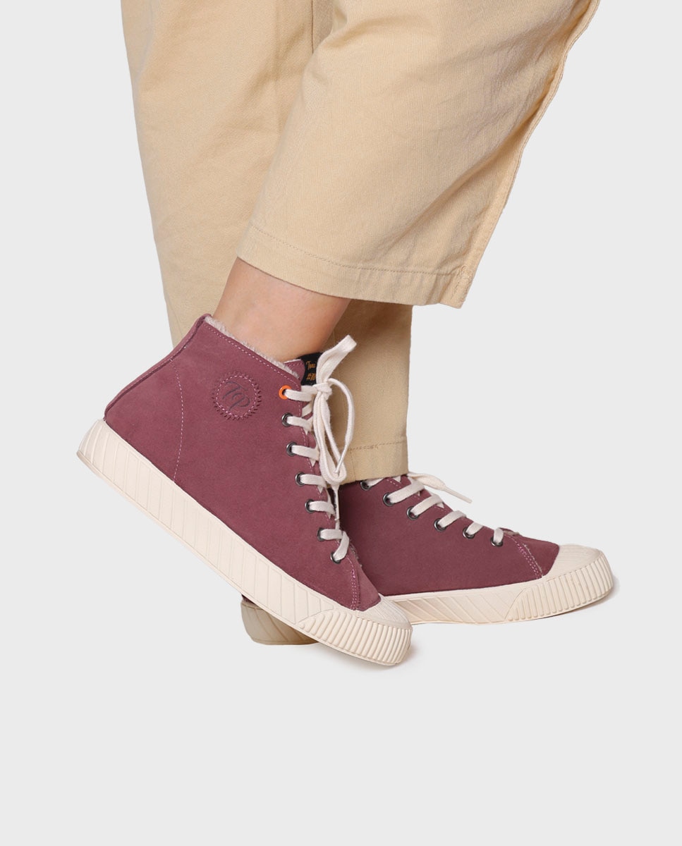 Zapatillas de mujer de serraje con cordones - Toni Pons - Granate Granate-4