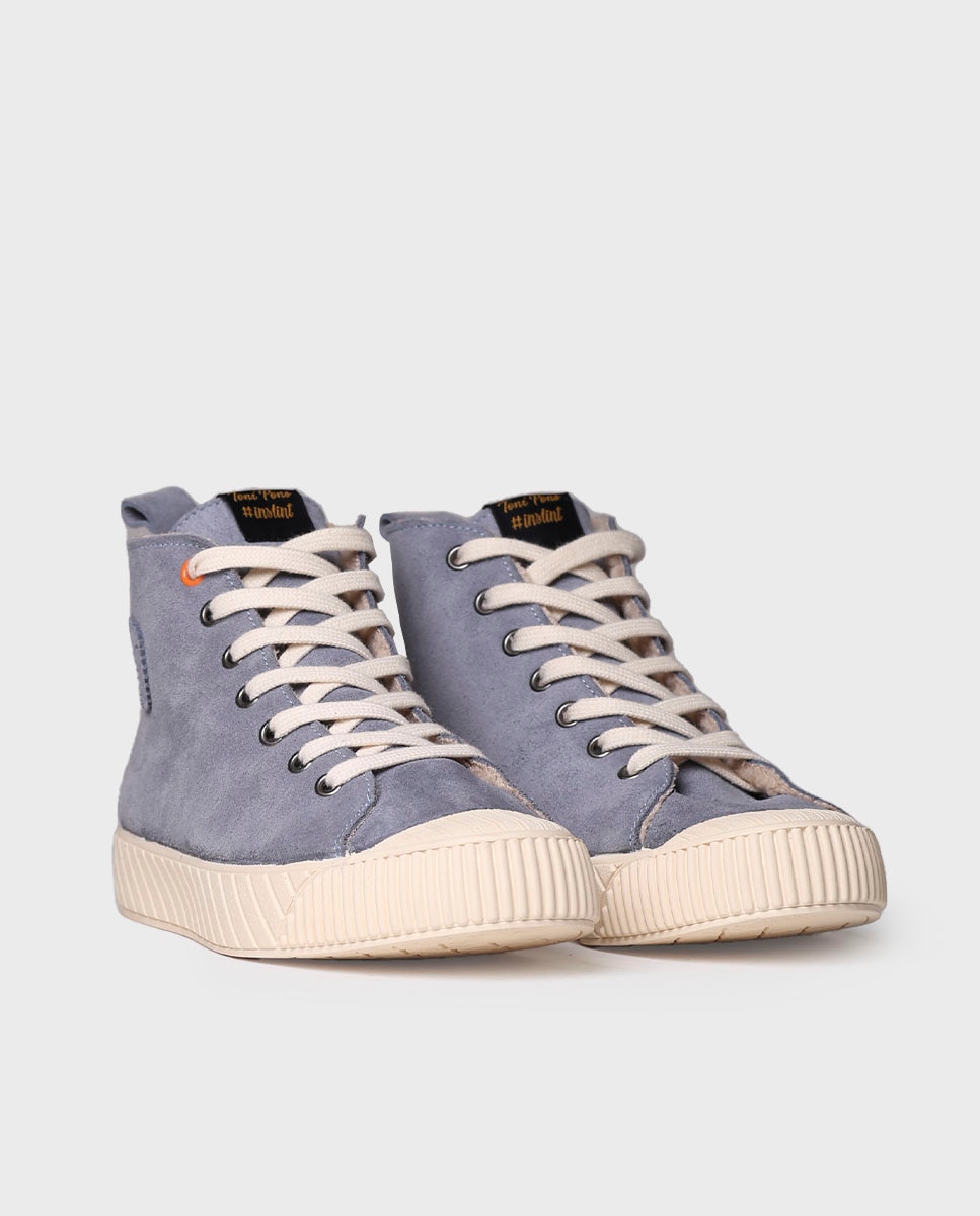 Zapatillas de mujer de serraje con cordones - Toni Pons - Azul Azul-2