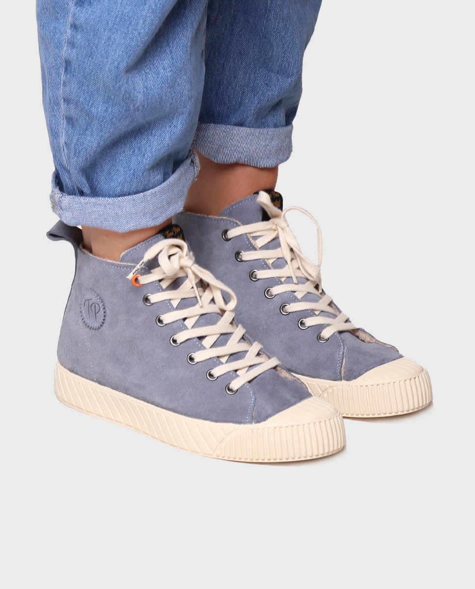 Zapatillas de mujer de serraje con cordones - Toni Pons - Azul Azul-4