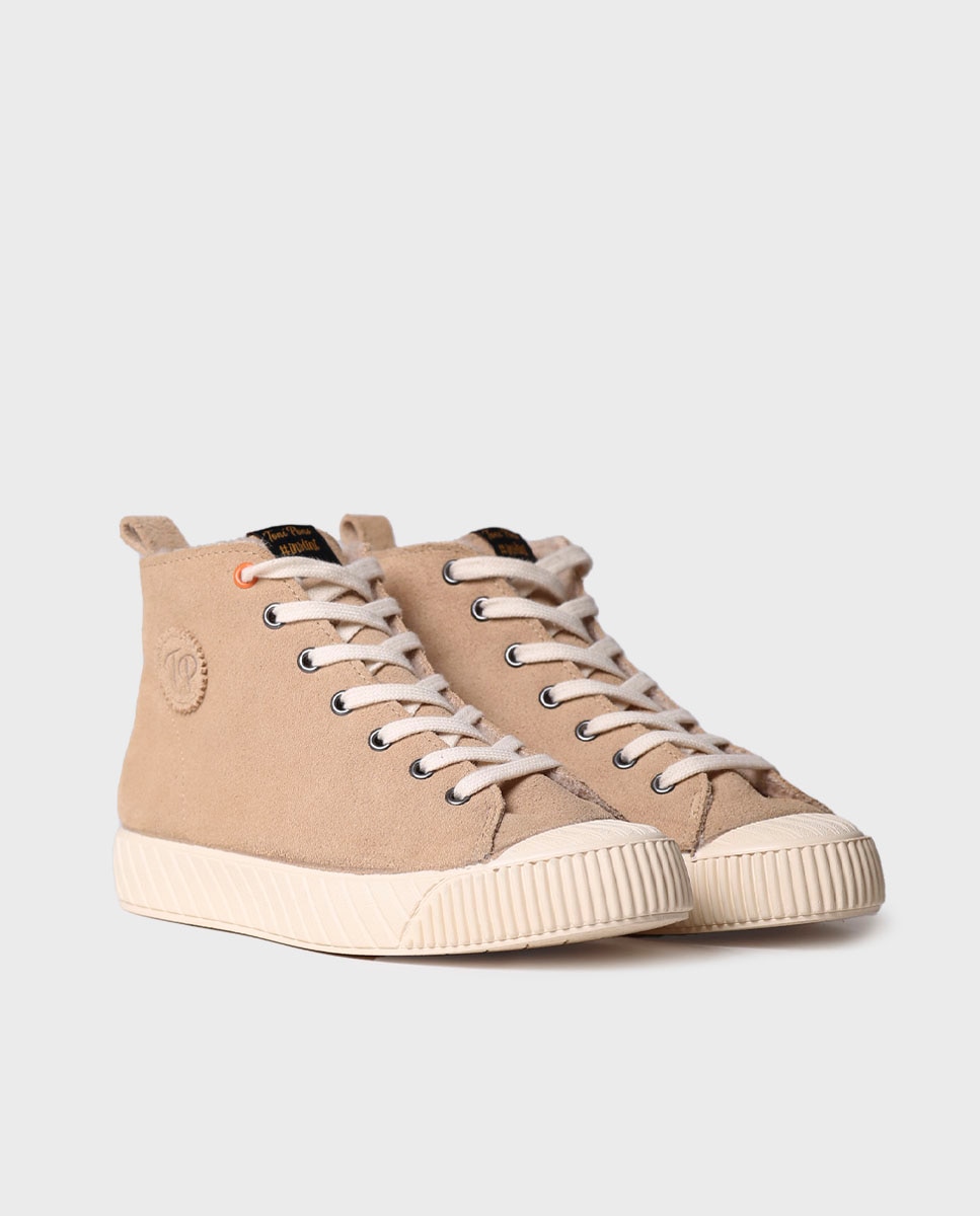 Zapatillas de mujer de serraje con cordones - Toni Pons - Beige Beige-2