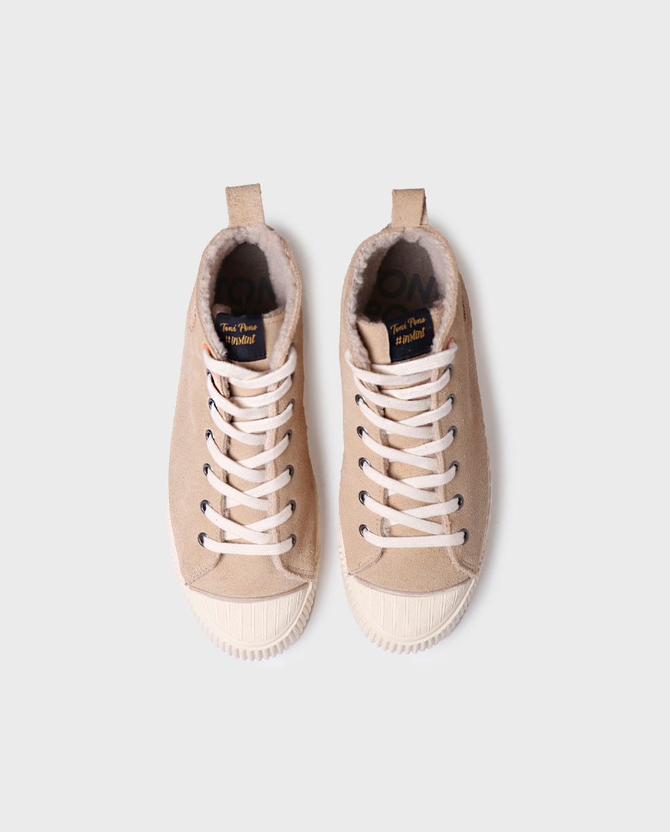 Zapatillas de mujer de serraje con cordones - Toni Pons - Beige Beige-3